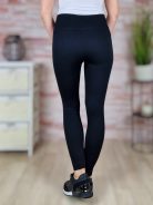 Bordázott anyagú, vékonyan bélelt, fekete leggings S-M-L