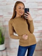 Félgarbós nyakú, csillámos és kötött anyagú felső M-L