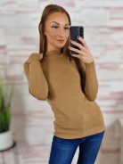 Félgarbós nyakú, csillámos és kötött anyagú felső M-L