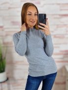 Félgarbós nyakú, csillámos és kötött anyagú felső S-M