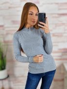 Félgarbós nyakú, csillámos és kötött anyagú felső S-M