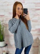 A vonalú, két oldalt zsebes, gépi kötött anyagú felső L-XL