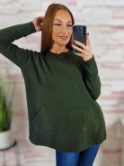 A vonalú, két oldalt zsebes, gépi kötött anyagú felső L-XL