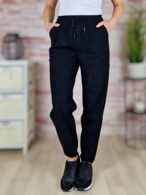   Polárbélelt, gumis szárú, gumis derekú, fekete nadrág M-L,XL-XXL