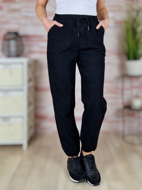 Polárbélelt, gumis szárú, gumis derekú, fekete nadrág M-L,XL-XXL