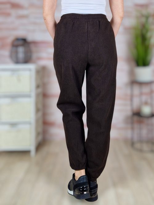 Polárbélelt, gumis szárú, gumis derekú, csokibarna nadrág M-L,XL-XXL