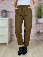 Polárbélelt, gumis szárú, gumis derekú, sötétbarna nadrág M-L,XL-XXL