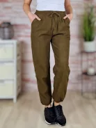 Polárbélelt, gumis szárú, gumis derekú, sötétbarna nadrág M-L,XL-XXL