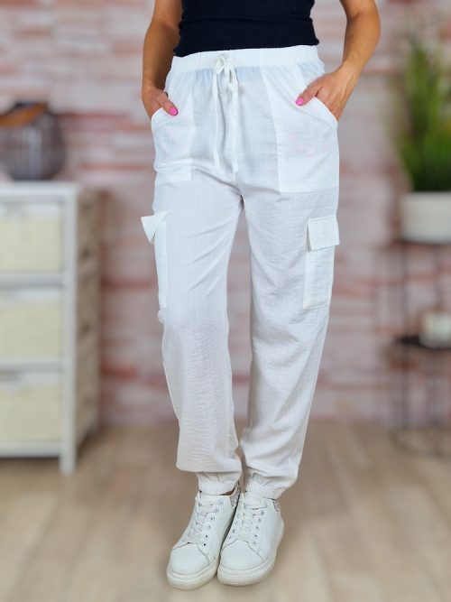 Oldalt zsebes, gumis derekú, cargo stílusú nadrág S-M,M-L,L-XL