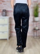 Bársonyos és vastag anyagú, gumis derekú, fekete nadrág S-M,L-XL,XL-XXL