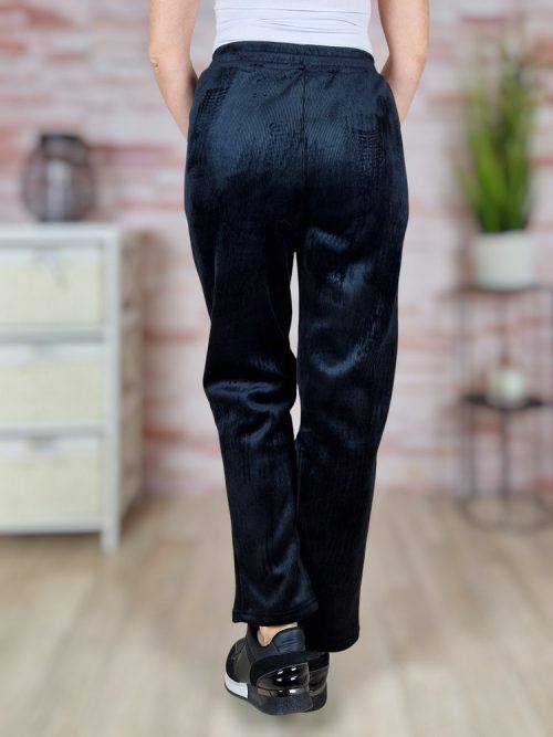 Bársonyos és vastag anyagú, gumis derekú, fekete nadrág S-M,L-XL,XL-XXL