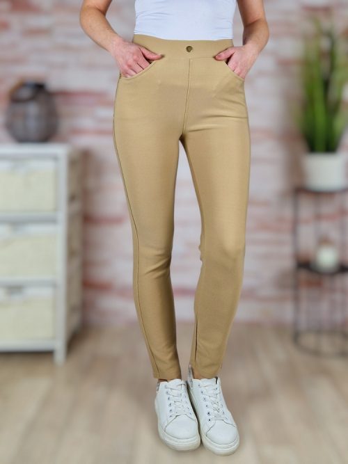 Gumis és magas derekú, díszgombos, zsebes nadrág S-XL-ig