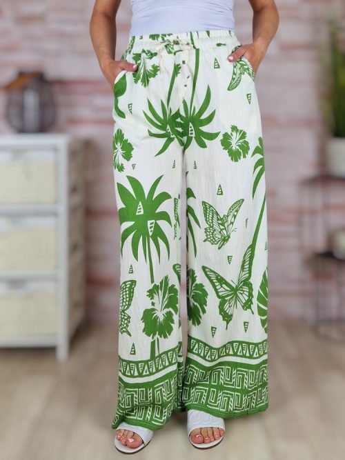 Bő szárú, mintás, gumis derekú nadrág M-L,L-XL