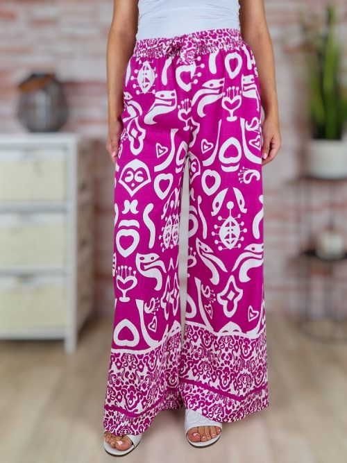 Bő szárú, mintás, gumis derekú nadrág M-L,L-XL