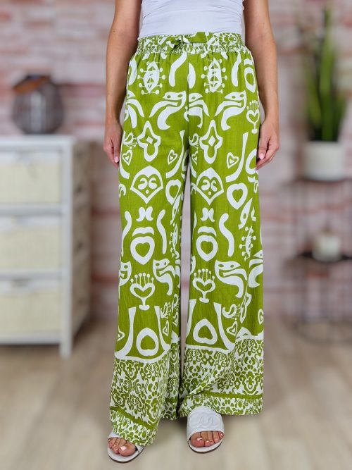 Bő szárú, mintás, gumis derekú nadrág M-L,L-XL