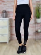 Thermo bélelt, strasszos díszítésű leggings S-M-L