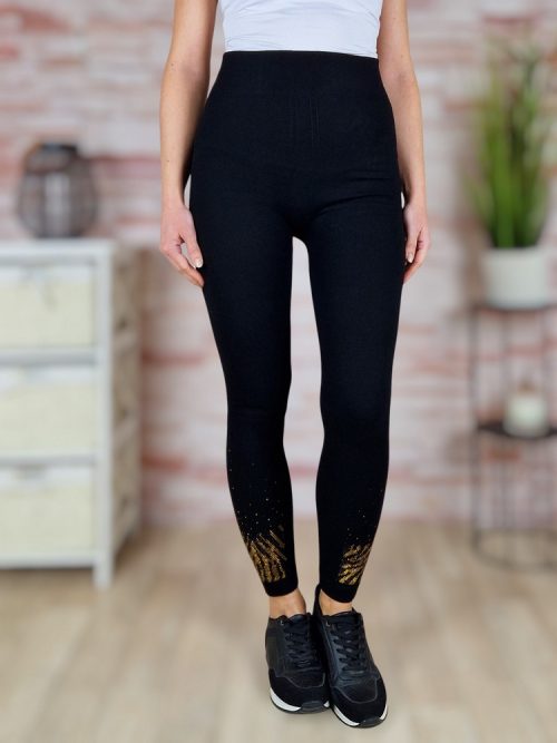 Thermo bélelt, strasszos díszítésű leggings S-M-L