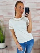 Hímzett díszítésű, rövid ujjú, pamut poló S-M,M-L