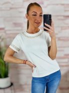 Hímzett díszítésű, rövid ujjú, pamut poló S-M,M-L