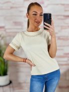 Hímzett díszítésű, rövid ujjú, pamut poló S-M,M-L