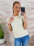 Hímzett díszítésű, rövid ujjú, pamut poló S-M,M-L