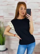 Horgolt pillangó ujjú, pamut felső S-M,M-L