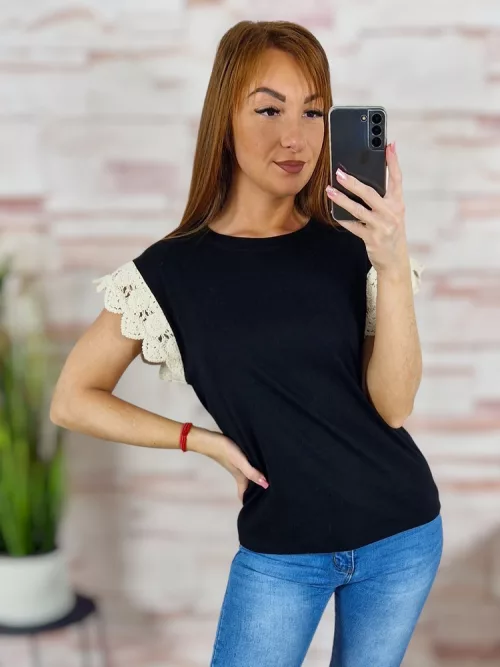 Horgolt pillangó ujjú, pamut felső S-M,M-L