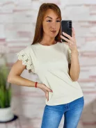 Horgolt pillangó ujjú, pamut felső S-M,M-L