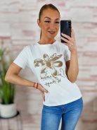 Virágmintás, strasszos, rövid ujjú poló S-M,M-L