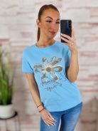 Virágmintás, strasszos, rövid ujjú poló S-M,M-L