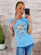 Virágmintás, strasszos, rövid ujjú poló S-M,M-L