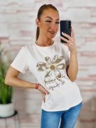 Virágmintás, strasszos, rövid ujjú poló S-M,M-L