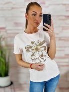 Virágmintás, strasszos, rövid ujjú poló S-M,M-L