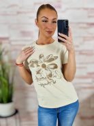 Virágmintás, strasszos, rövid ujjú poló S-M,M-L