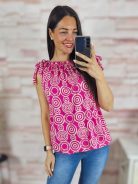 Gumis aljú és nyakú, mintás, nyári felső M-L,L-XL