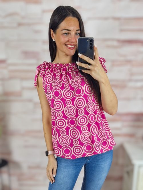 Gumis aljú és nyakú, mintás, nyári felső M-L,L-XL