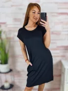 Kereknyakú, rövid ujjú, zsebes ruha M-L,L-XL
