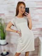 Kereknyakú, rövid ujjú, zsebes ruha M-L,L-XL