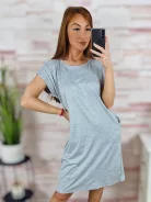 Kereknyakú, rövid ujjú, zsebes ruha M-L,L-XL