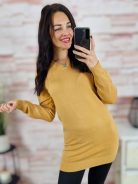 Passzés aljú és ujjú, v nyakú, gépi kötött anyagú tunika S-M-L