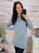 Passzés aljú és ujjú, v nyakú, gépi kötött anyagú tunika S-M-L