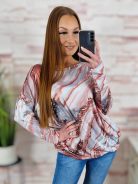 Mintás, gumis aljú, ejtett vállú felső L-XL-XXL