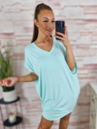 Szűkülő és lenge fazonú, v nyakú, pamut-viszkóz anyagú ruha L-XL-XXL