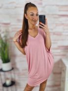 Szűkülő és lenge fazonú, v nyakú, pamut-viszkóz anyagú ruha L-XL-XXL