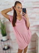 Szűkülő és lenge fazonú, v nyakú, pamut-viszkóz anyagú ruha L-XL-XXL