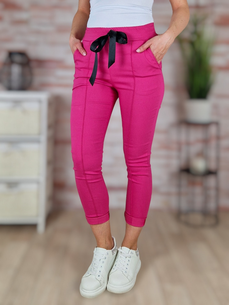 Széles és gumis derekú, megkötős, pink nadrág S-XL-ig
