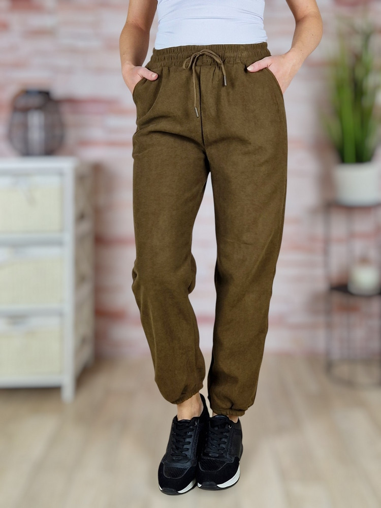 Polárbélelt, gumis szárú, gumis derekú, sötétbarna nadrág M-L,XL-XXL